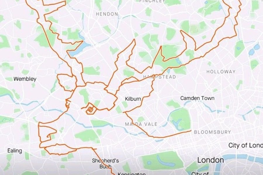 Απίστευτος! Ποδηλάτης σχεδιάζει σε ψηφιακούς χάρτες με….τα χιλιόμετρα που διανύει!